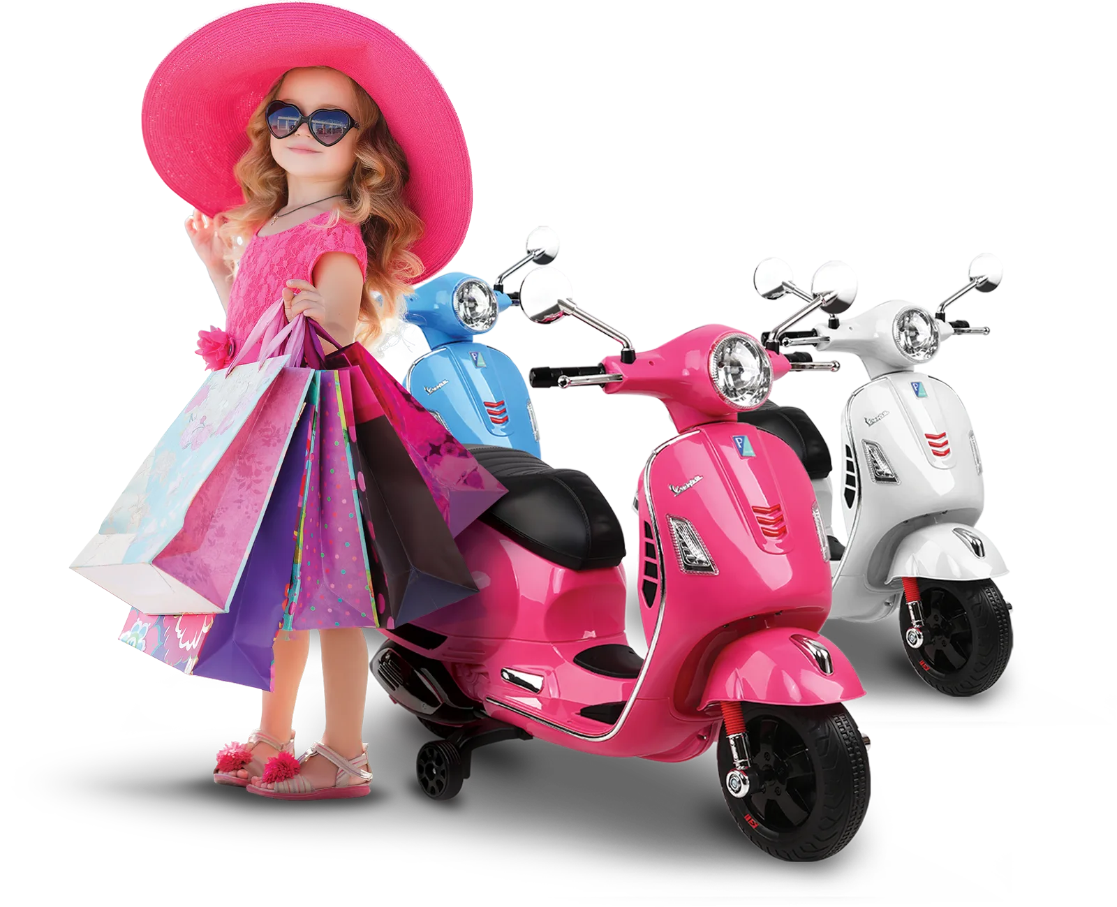 Girl with ride on scooters