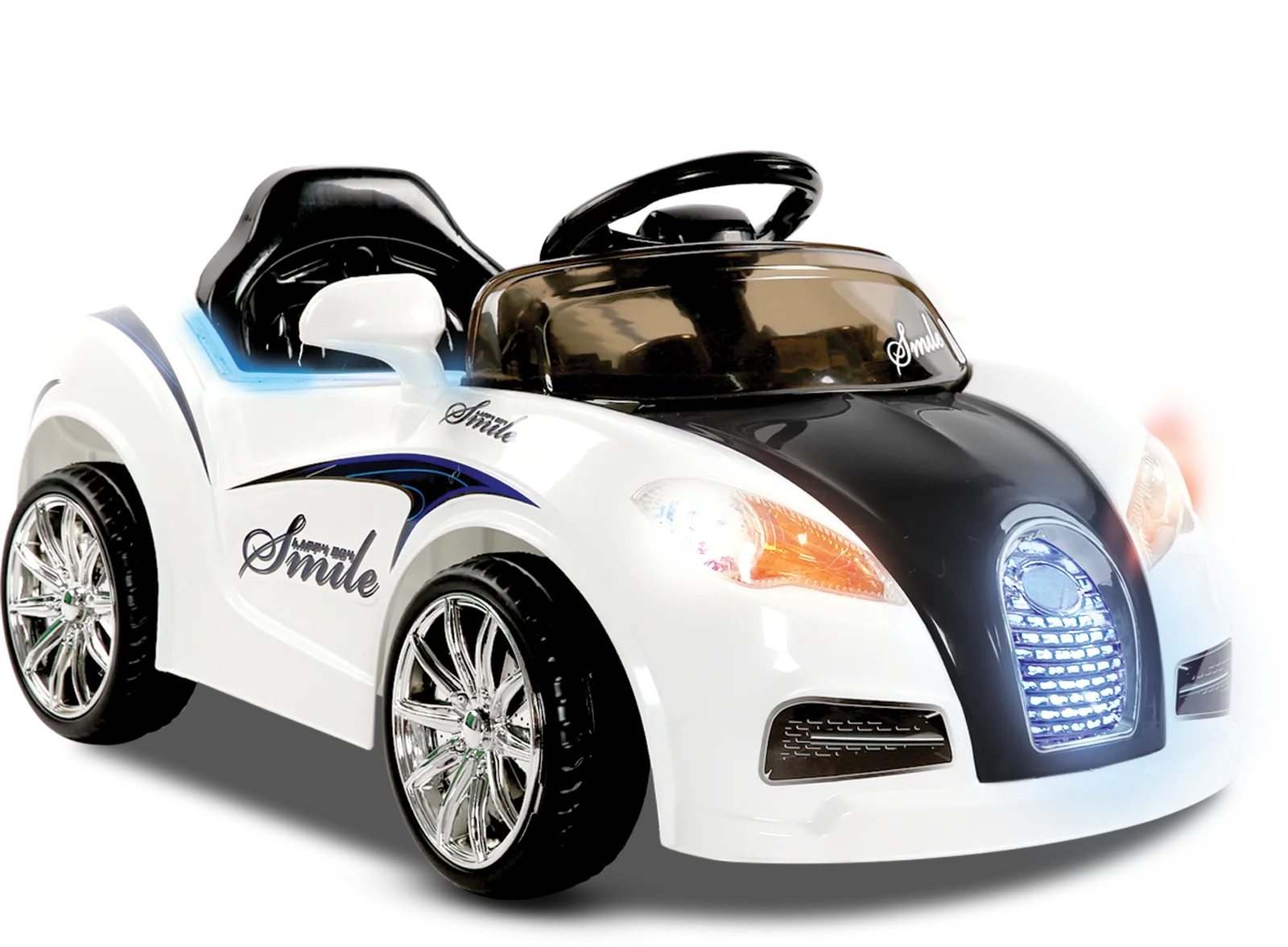 White ride on sports car